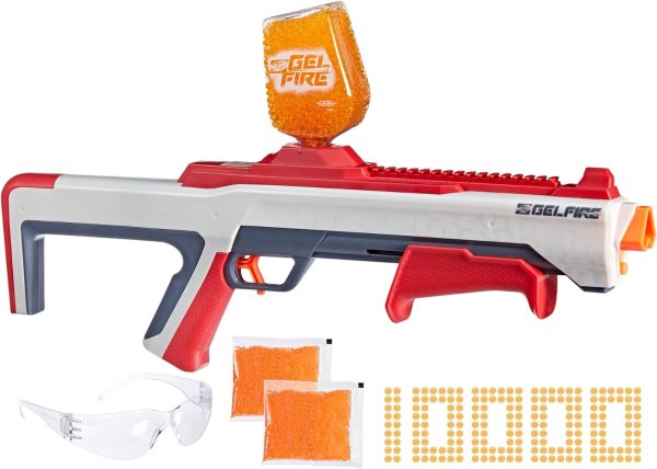 Pro Gelfire Raid Blaster, Fire 5 Rounds at Once, 10,000 Gel Rounds, 800 Round Hopper, Eyewear, Toys for Teens Ages 14 & Up