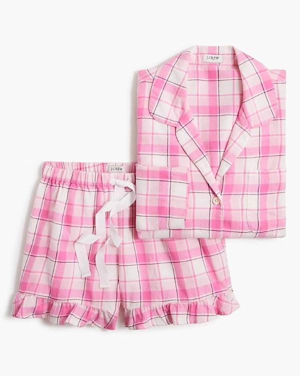 Ruffle flannel pajama set