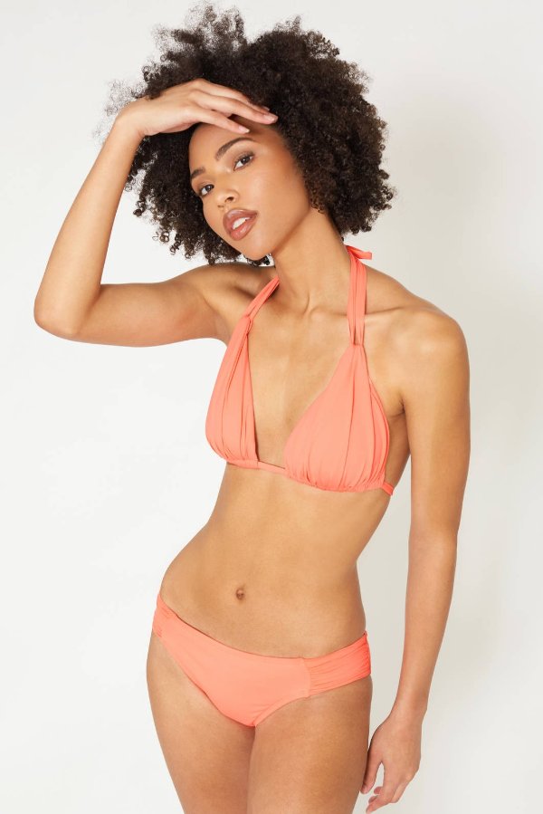Island Goddess Coral Halter Triangle Bikini Top