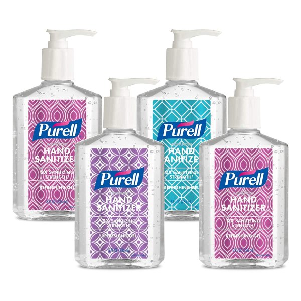 Advanced Hand Sanitizer Refreshing Gel Design Series, Clean Scent, 8 fl oz Pump Bottle (Pack of 4)