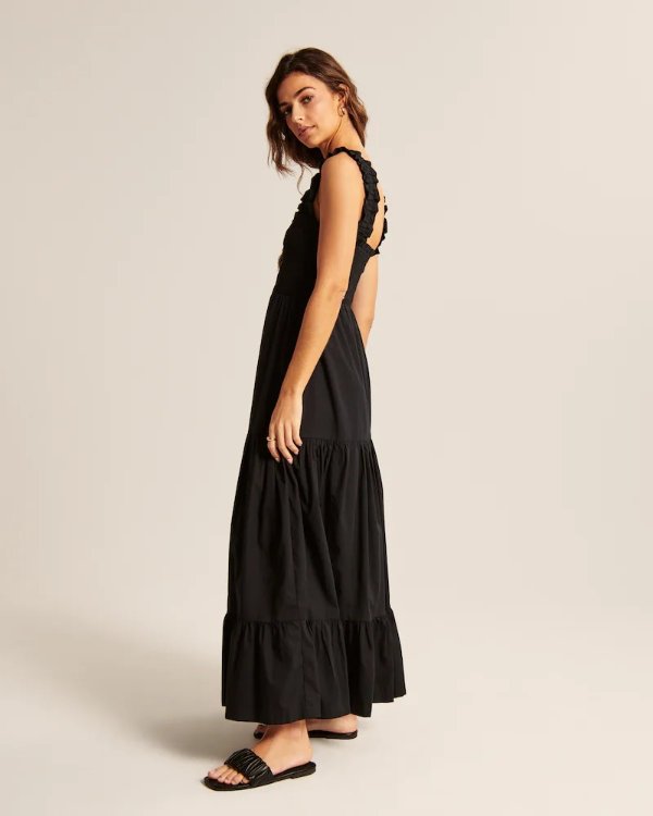 Women's Smocked Bodice Easy Maxi Dress | Women's The A&F Getaway Shop | Abercrombie.com