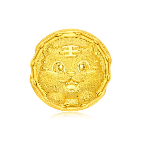 999 Pure 24K Gold Chinese Zodiac Lucky Fortune Coin Beads Charm