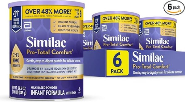 Pro-Total Comfort 2'-FL HMO婴儿配方奶粉, 29.8-ozx6罐