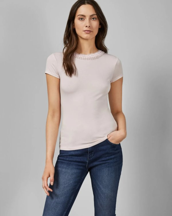 Jacii Frill neck fitted T-shirt