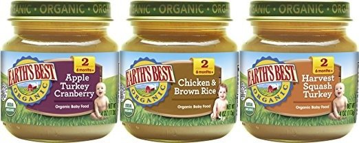Organic Stage 2 Baby Food, Dinner Favorites Variety Pack (Apple Turkey & Cranberry, Chicken & Brown Rice, Harvest Squash & Turkey), 4 Ounce Jars, Pack of 12