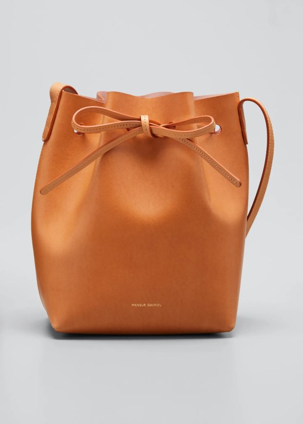 Mini Vegetable-Tanned Leather Bucket Bag