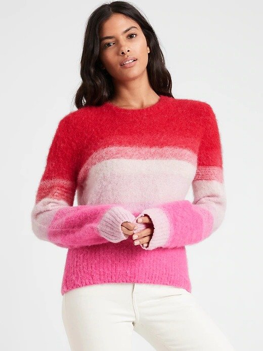 Fuzzy Ombre Stripe Sweater