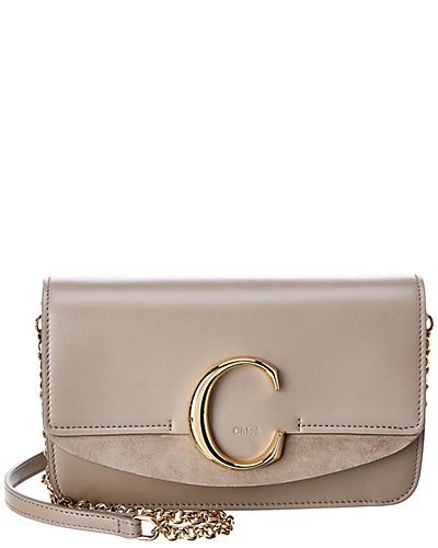 C Leather & Suede Clutch with Chain