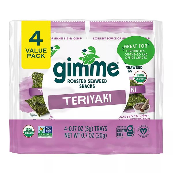 gimMe - Teriyaki - 4 Count - Organic Roasted Seaweed