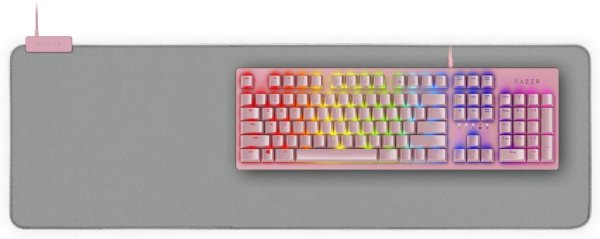 Huntsman Gaming Keyboard + Goliathus Extended Chroma Mousepad Bundle: Quartz Pink