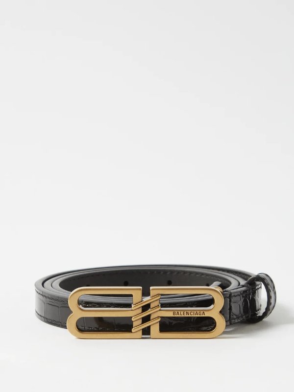 BB crocodile-effect leather belt | Balenciaga