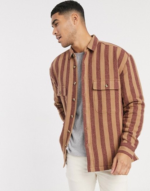 quilted overshirt in vintage stripe | ASOS