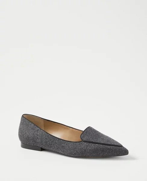 Flannel Pointy Toe Loafer Flats | Ann Taylor