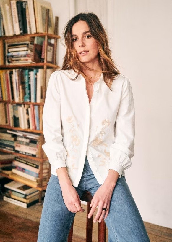 Monica Shirt - Ecru Vintage - Cotton - Sezane