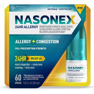 Nasonex 24HR Allergy Nasal Spray, 24 Hour Non Drowsy Allergy Medicine, 60 Sprays