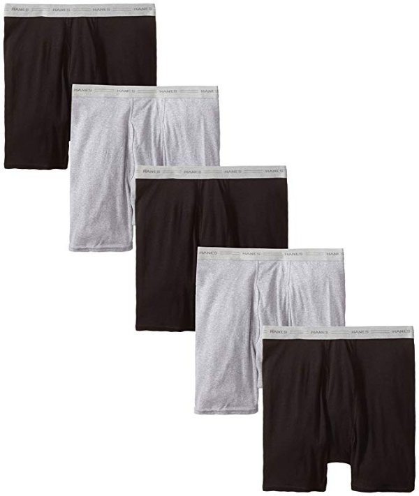 Men's 5-Pack Boxer with ComfortFlex Waistband Brief, Black/Grey, Large