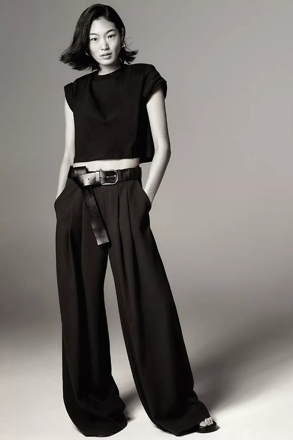 The Avery Pleated Wide-Leg Trousers by Maeve