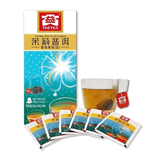 Tea Bags PU'ER Raw TEA (Jasmine) Organic Black Tea 25 Bags(1.6 grams per serving)