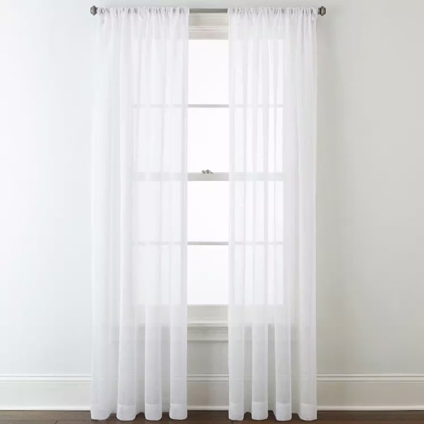 JCPenney Home Bayview Rod-Pocket Single Sheer Curtain Panel