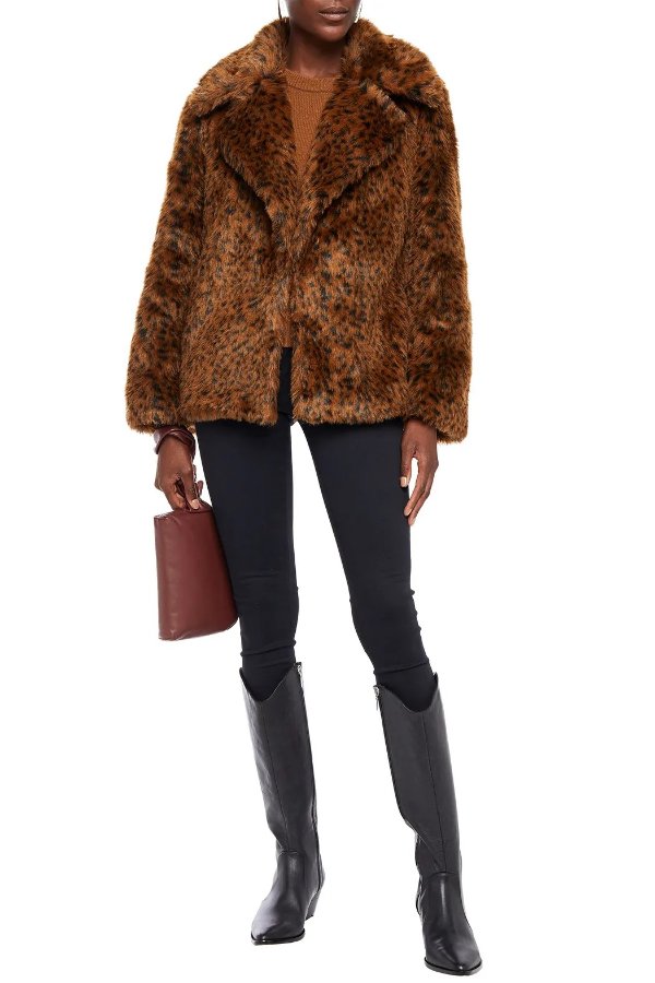 Kisha leopard-print faux fur coat