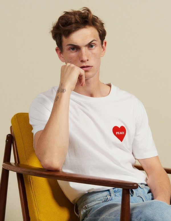 Cotton T-Shirt With Flocked Heart