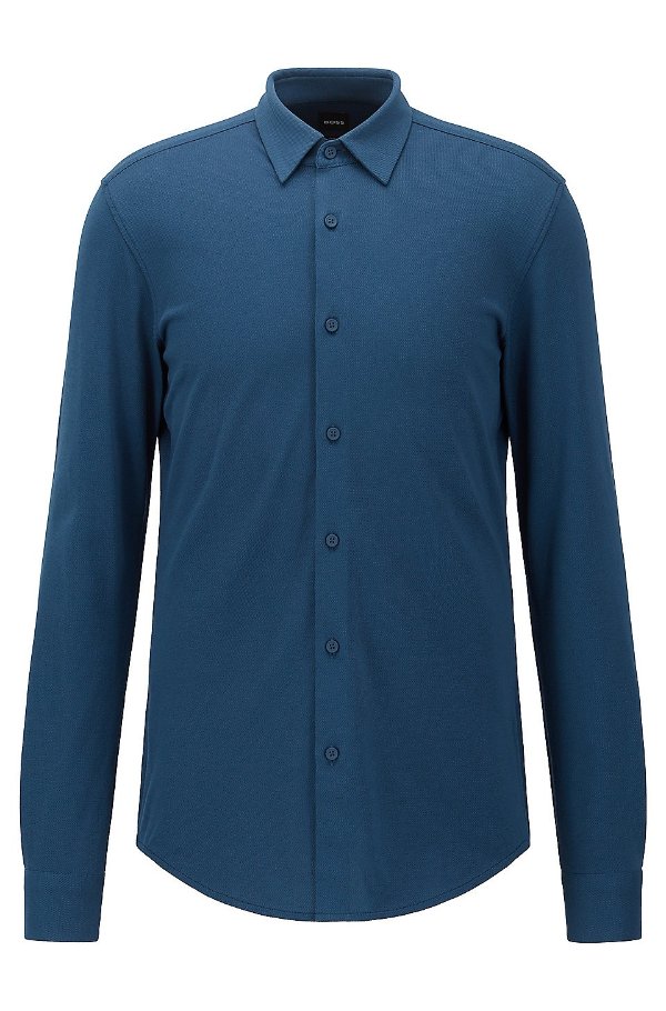 Slim-fit shirt in performance-stretch pique