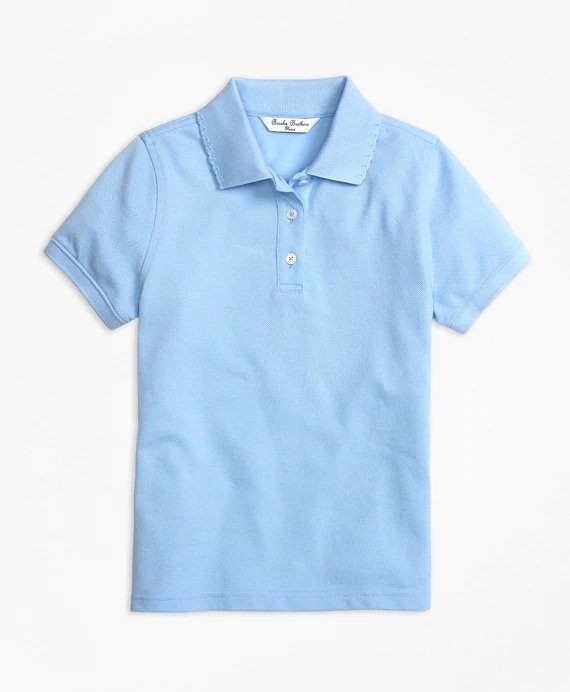 Girls' Light Blue Short-Sleeve Pique Polo Shirt | Brooks Brothers