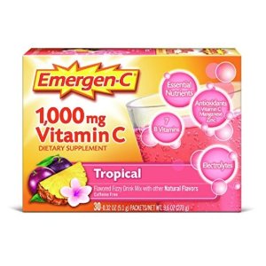 Emergen-C (30 Count, Tropical Flavor) Dietary Supplement Drink Mix with 1000 mg Vitamin C, 0.32 Ounce Packets, Caffeine Free