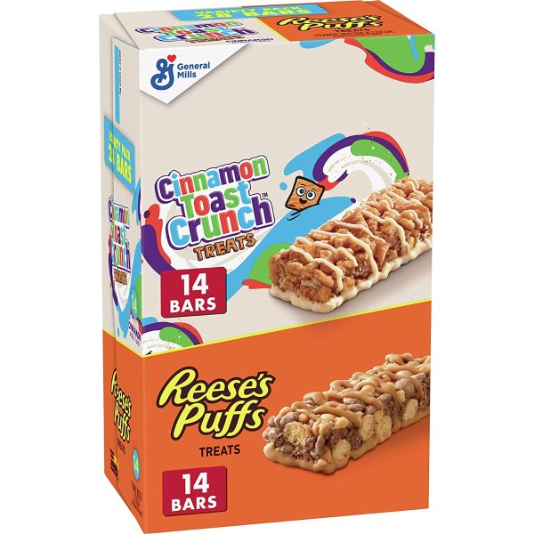 Reese's Puffs and Cinnamon Toast Crunch, Breakfast Bar Variety Pack, 28 Bars