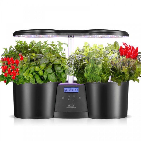Hydroponics Growing System, 12 Pods Indoor Growing System, Indoor Herb Garden with Full-Spectrum LED Grow Light, Indoor Gardening System Height Adjustable, 4.2L Water Tank, Auto Timer