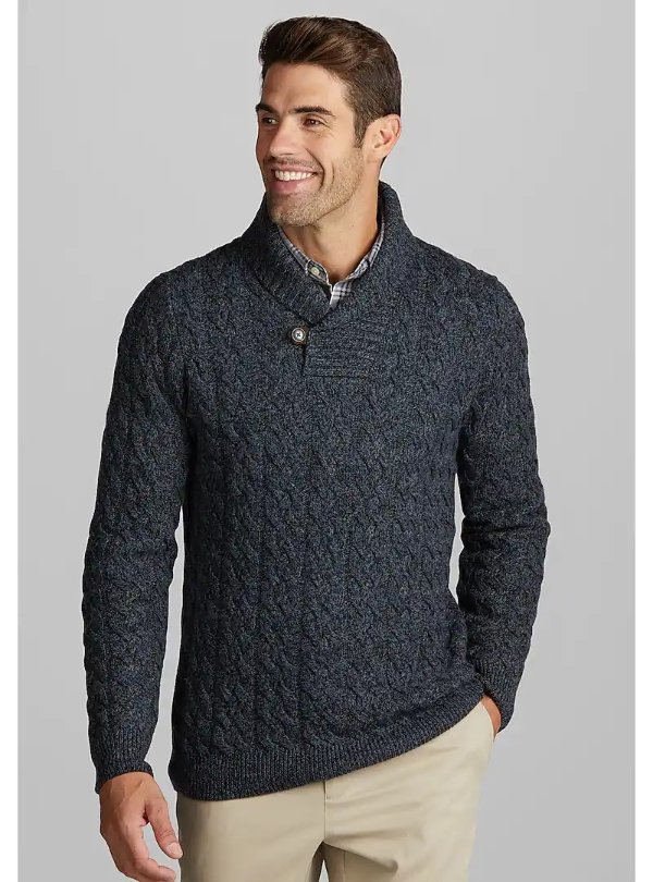 Reserve Collection Tailored Fit Cable Knit Toggle Sweater - Big & Tall CLEARANCE - All Clearance | Jos A Bank