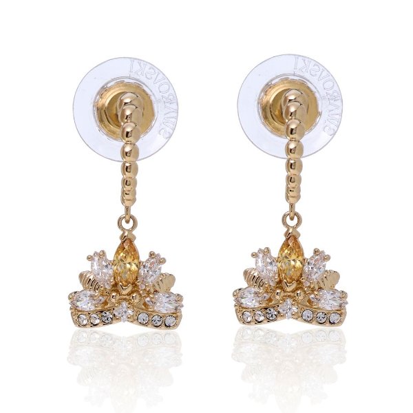 Bee A Queen Gold Tone Plated and Crystal Drop Earrings 5490439
