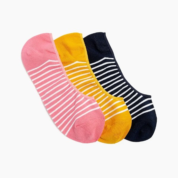 Striped no-show socks three-pack