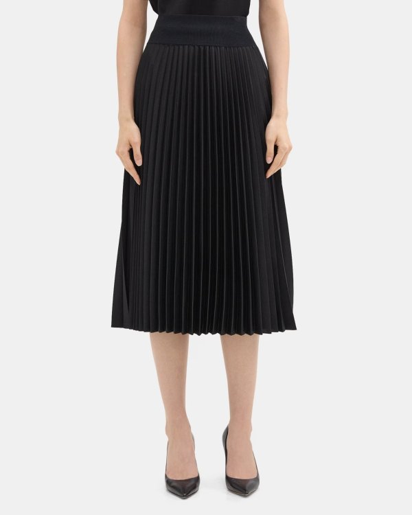 Poly Pleated Pull-On Skirt | Theory Outlet