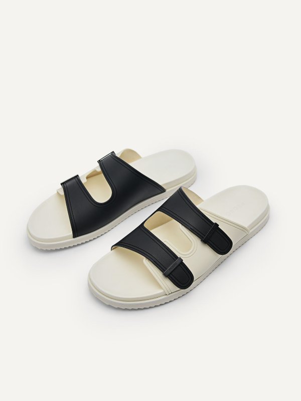 Rubber Double-strap Walking Sandals - Black