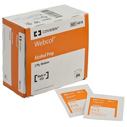 6818 Webcol Alcohol Prep, Sterile, Medium, 2-Ply (Pack of 200)