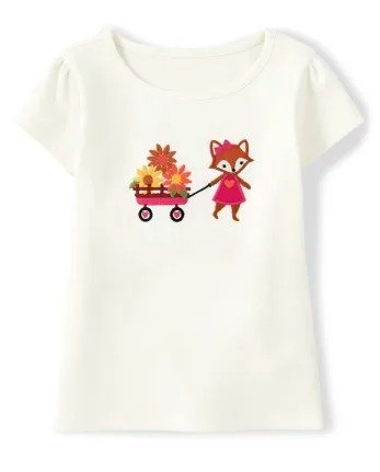 Girls Short Sleeve Embroidered Fox And Flower Wagon Top - Harvest | Gymboree