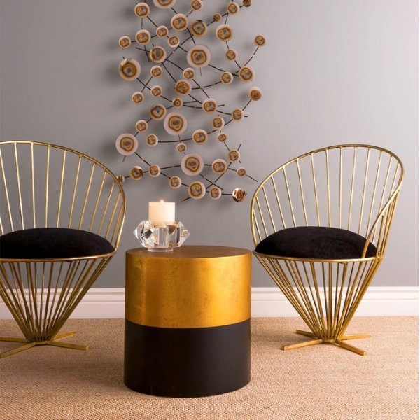 Dimond Home Black And Gold Draper Drum Table - Contemporary - Side Tables And End Tables - by Better Living Store