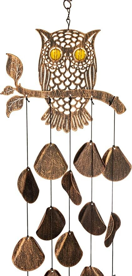 VP Home Tribal Owl Outdoor Garden Decor Wind Chime (Rustic Copper)
