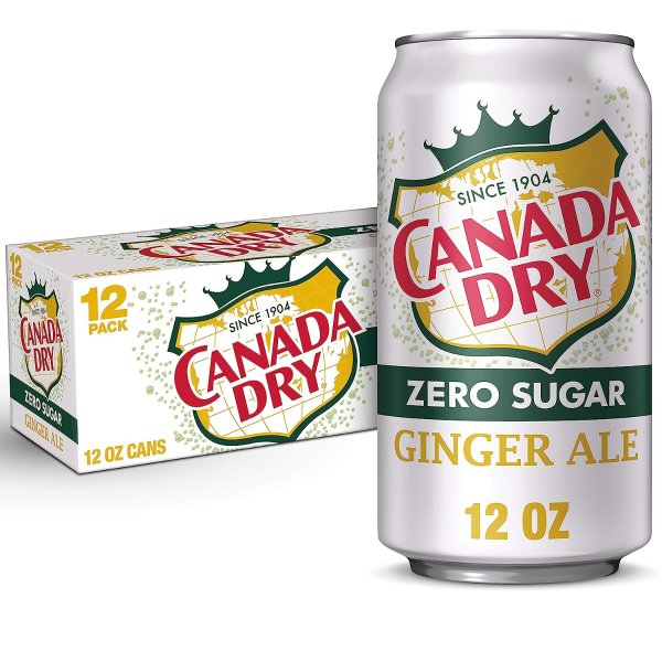 Zero Sugar Ginger Ale Soda, 12 fl oz cans (Pack of 12)