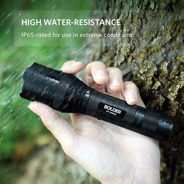 Rechargeable Bolder LC90 LED Flashlight, Pocket-Sized Torch with Super Bright 900 Lumens CREE LED, IP65 Water-Resistant, Zoomable, 5 Light Modes, 18650 Battery Included