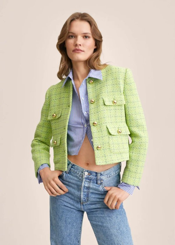 Pocket tweed jacket - Women | MANGO OUTLET USA