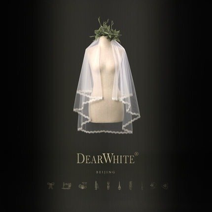 亲爱的白原创正品《云棠》DearWhite 结婚礼轻婚纱旅拍短新娘头纱