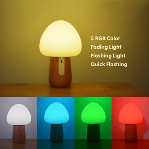 Silicone LED 遥控彩色蘑菇小夜灯