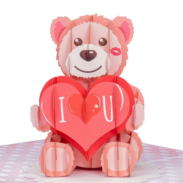 Paper Love I Love U Bear Valentines Day Pop Up Card Handmade | Etsy