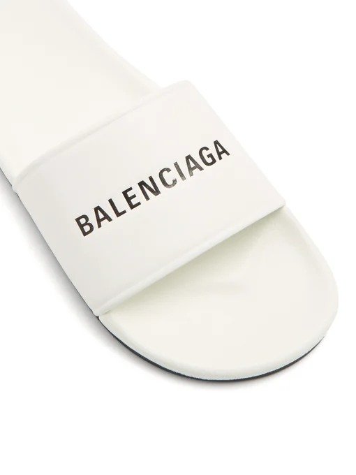 Logo-debossed leather slides | Balenciaga | MATCHESFASHION.COM US