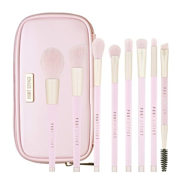 Pro Touch Brush Set | 8pcs Makeup Brush Set with Pink Pouch | K-Beauty