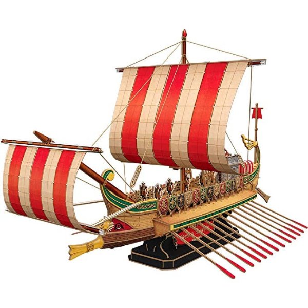 3D Puzzles Large Vessel War Ship Sailboat Model Kits for Adults and Teens Toys, Roman Warship, 218 Pieces