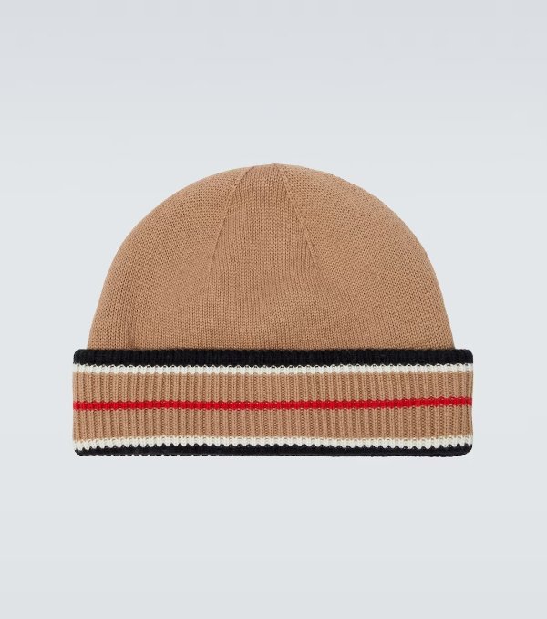 Striped cashmere and cotton beanie