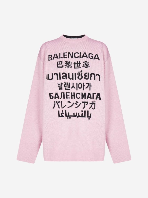 Multilingual logo wool sweater
